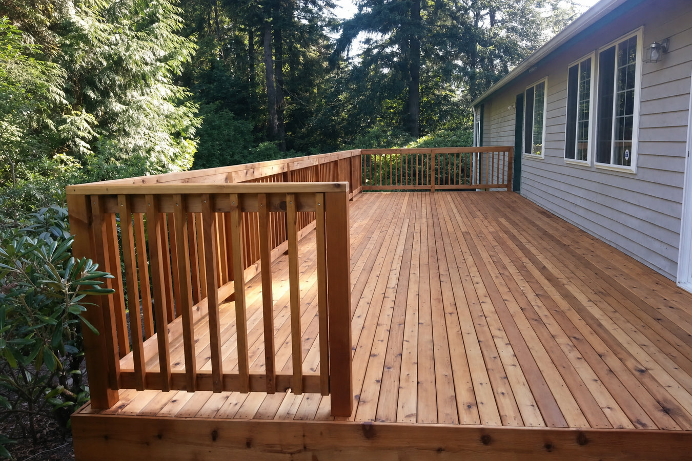 Cedar wood deck construction